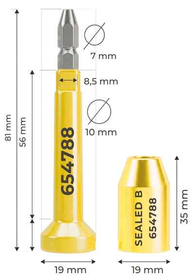 Pandarus Bolt Container Seals Technical Drawing - 80mm Round Lock Dimensions for Indian Logistics