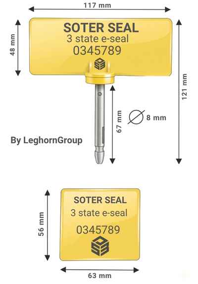 Soter Seal Three-State RFID Container Seals Technical Drawing - Dimensions and Electronic Specifications for India Logistics