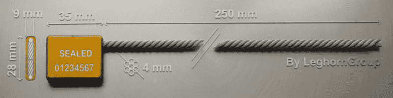 3.5mm High Security Container Seals Blueprint - LeghornGroup India 4x250mm High Security Cable Lock | ISO 17712 Container Seals Technical Drawing - High Security Steel Wire Dimensions for Intermodal Freight